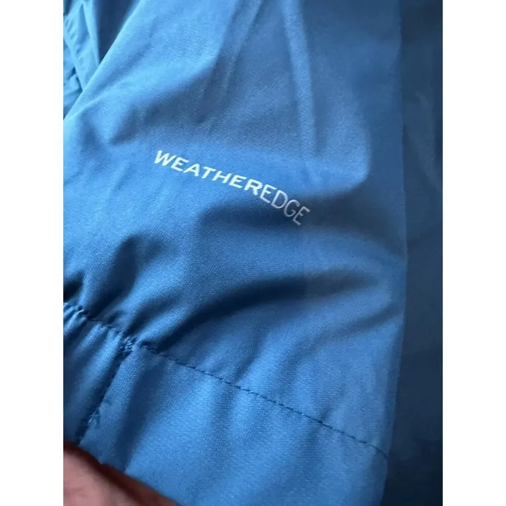 Eddie Bauer Rain Jacket Men's Sz Large Teal Blue Weather Edge Mesh Lined Hooded